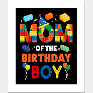 mom Of The Birthday Boy 9 Year Old Building Blocks B-day Gift For Boys Kids Posters and Art